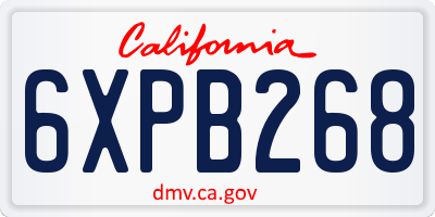 CA license plate 6XPB268