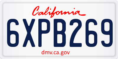 CA license plate 6XPB269