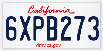 CA license plate 6XPB273