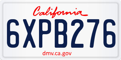 CA license plate 6XPB276