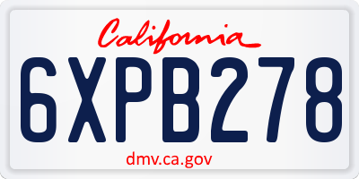 CA license plate 6XPB278