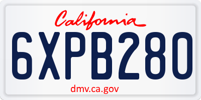 CA license plate 6XPB280