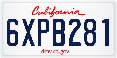 CA license plate 6XPB281