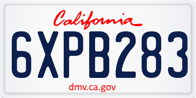 CA license plate 6XPB283