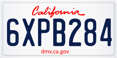 CA license plate 6XPB284