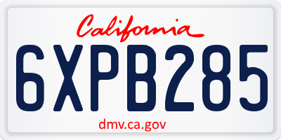 CA license plate 6XPB285