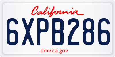 CA license plate 6XPB286