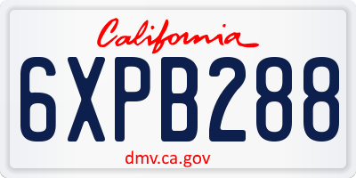 CA license plate 6XPB288