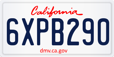 CA license plate 6XPB290