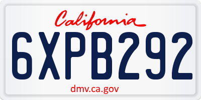 CA license plate 6XPB292