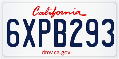 CA license plate 6XPB293