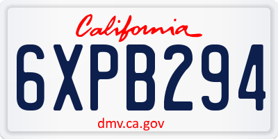 CA license plate 6XPB294