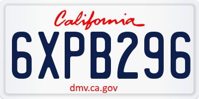 CA license plate 6XPB296