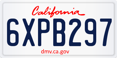 CA license plate 6XPB297