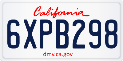 CA license plate 6XPB298