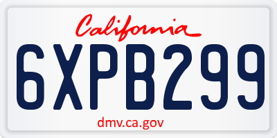 CA license plate 6XPB299