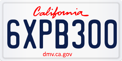 CA license plate 6XPB300