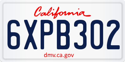CA license plate 6XPB302
