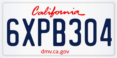 CA license plate 6XPB304
