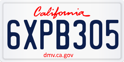 CA license plate 6XPB305