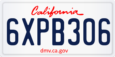 CA license plate 6XPB306