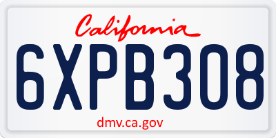 CA license plate 6XPB308