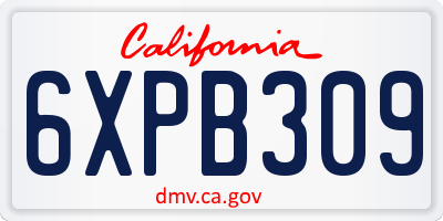 CA license plate 6XPB309