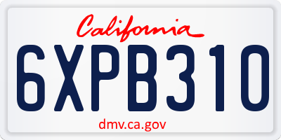 CA license plate 6XPB310
