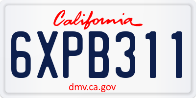 CA license plate 6XPB311