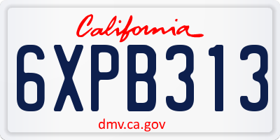 CA license plate 6XPB313