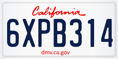 CA license plate 6XPB314