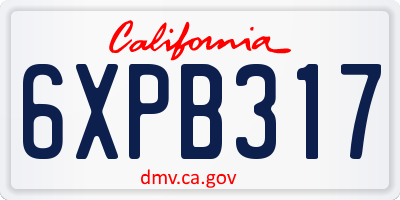 CA license plate 6XPB317