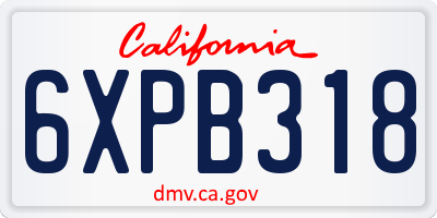 CA license plate 6XPB318