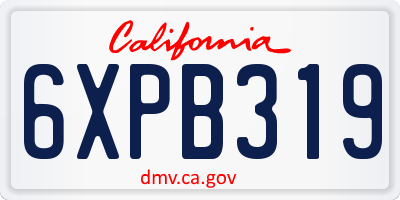 CA license plate 6XPB319
