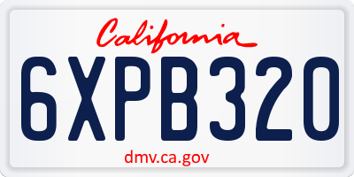 CA license plate 6XPB320