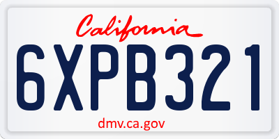 CA license plate 6XPB321