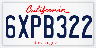 CA license plate 6XPB322