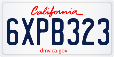 CA license plate 6XPB323