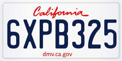CA license plate 6XPB325