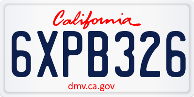CA license plate 6XPB326