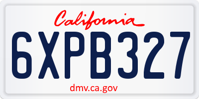 CA license plate 6XPB327