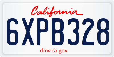 CA license plate 6XPB328