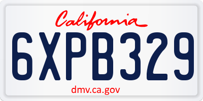 CA license plate 6XPB329