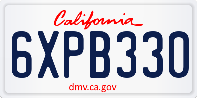 CA license plate 6XPB330