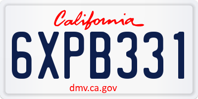 CA license plate 6XPB331