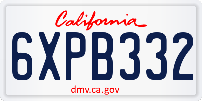 CA license plate 6XPB332