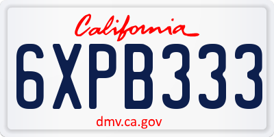 CA license plate 6XPB333