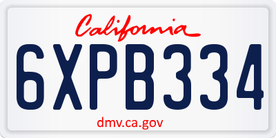 CA license plate 6XPB334