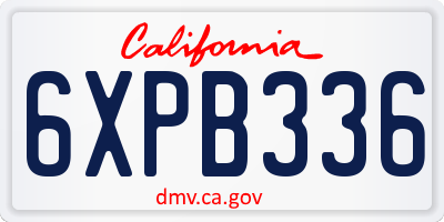 CA license plate 6XPB336
