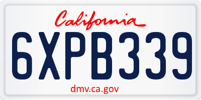 CA license plate 6XPB339
